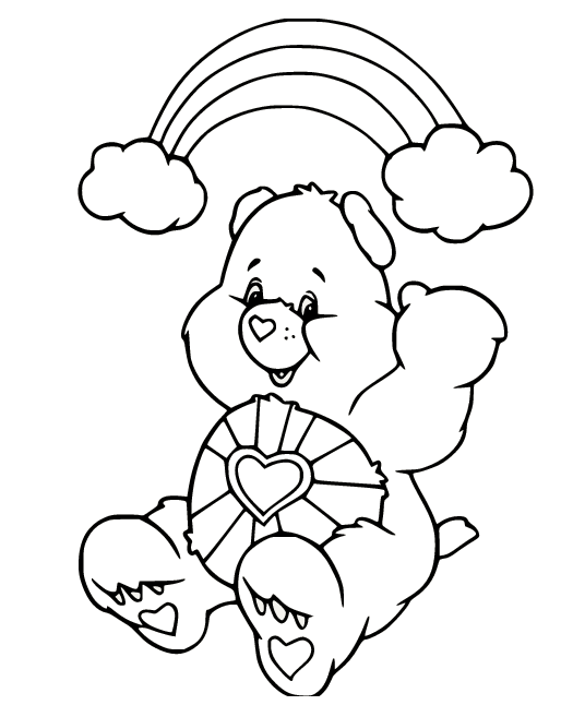 Página para colorear de oso de corazón esperanzado