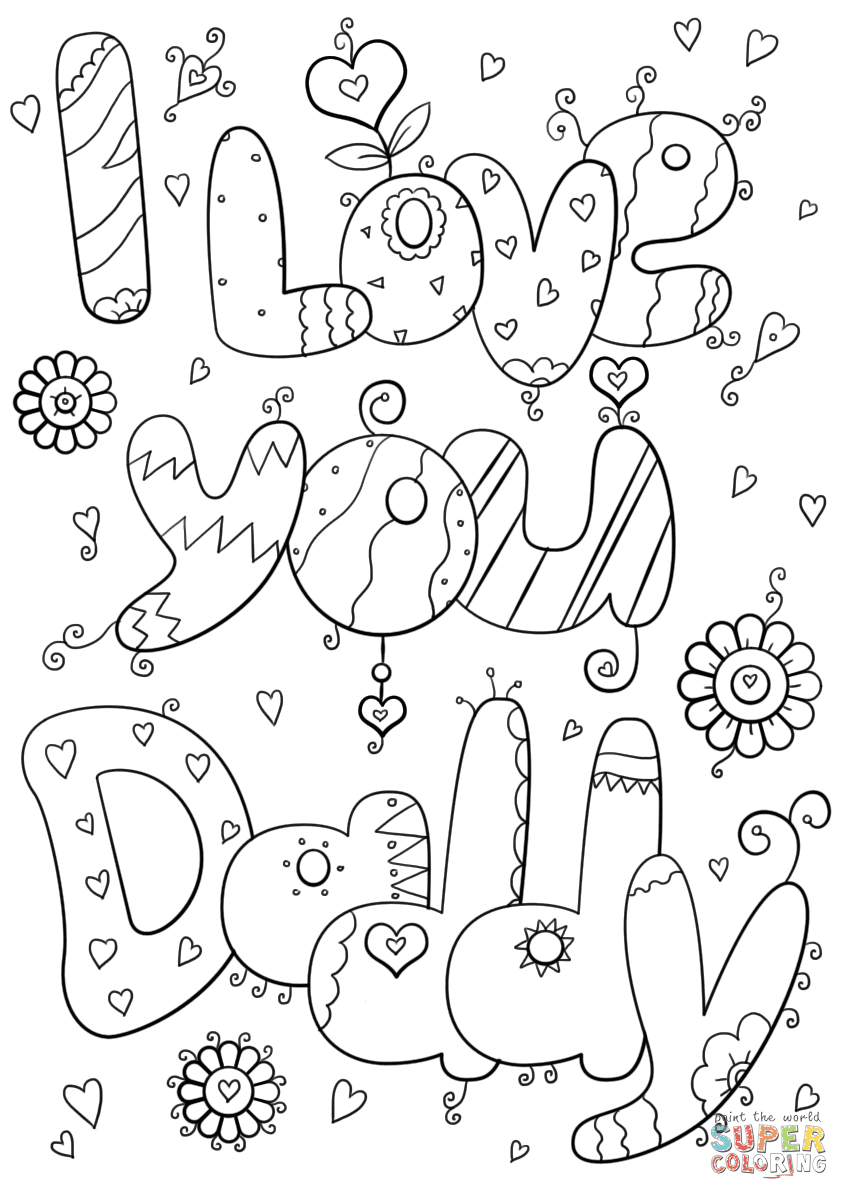 I Love You Daddy Coloring Page