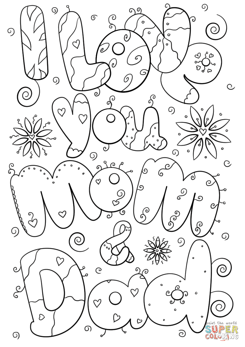 Ik Hou Van Je Mama En Papa Kleurplaten Love Coloring Pages