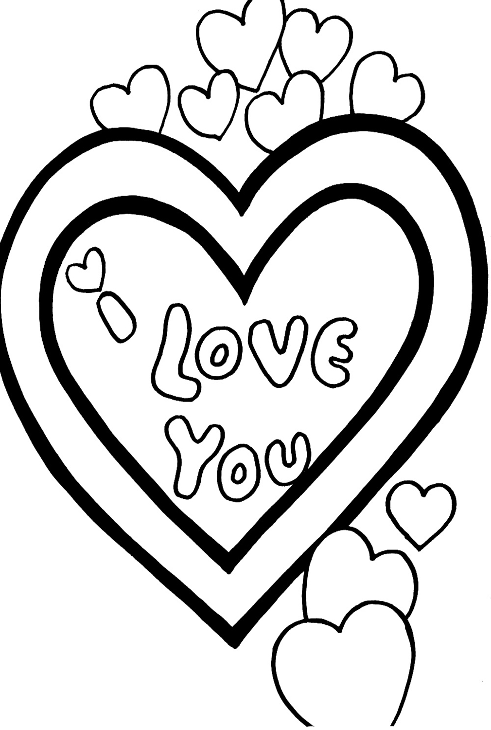 I Love You in Hearts Coloring Page