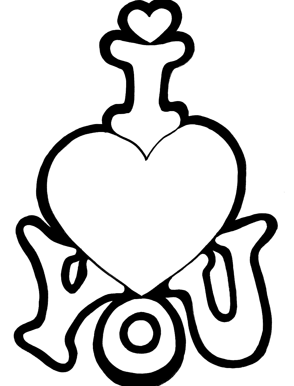 I Love You with Heart Coloring Page