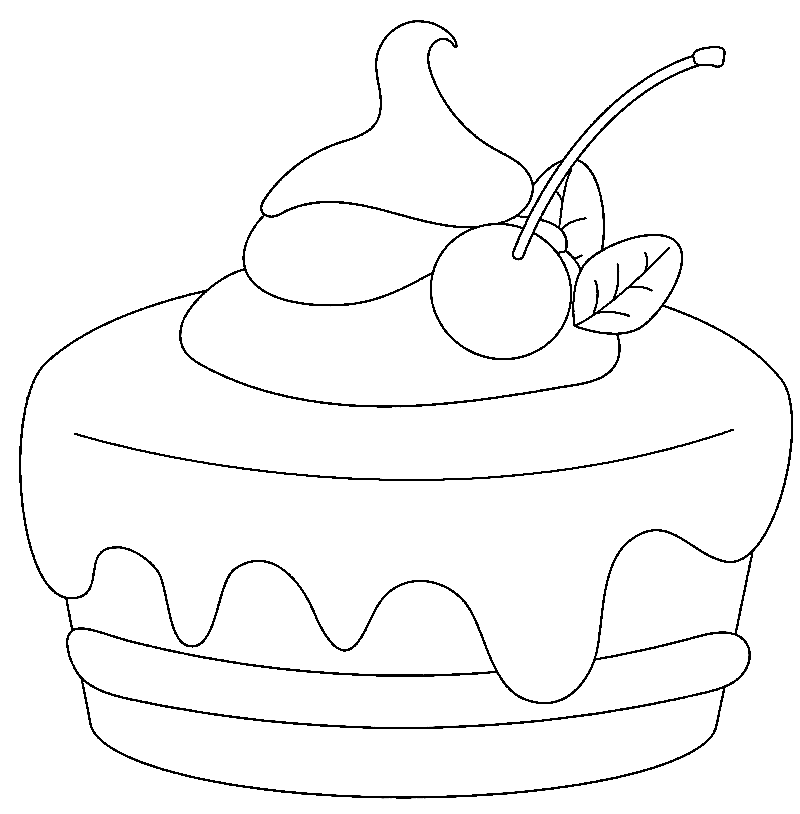 Ice Cream Cake for Kids Coloring Page
