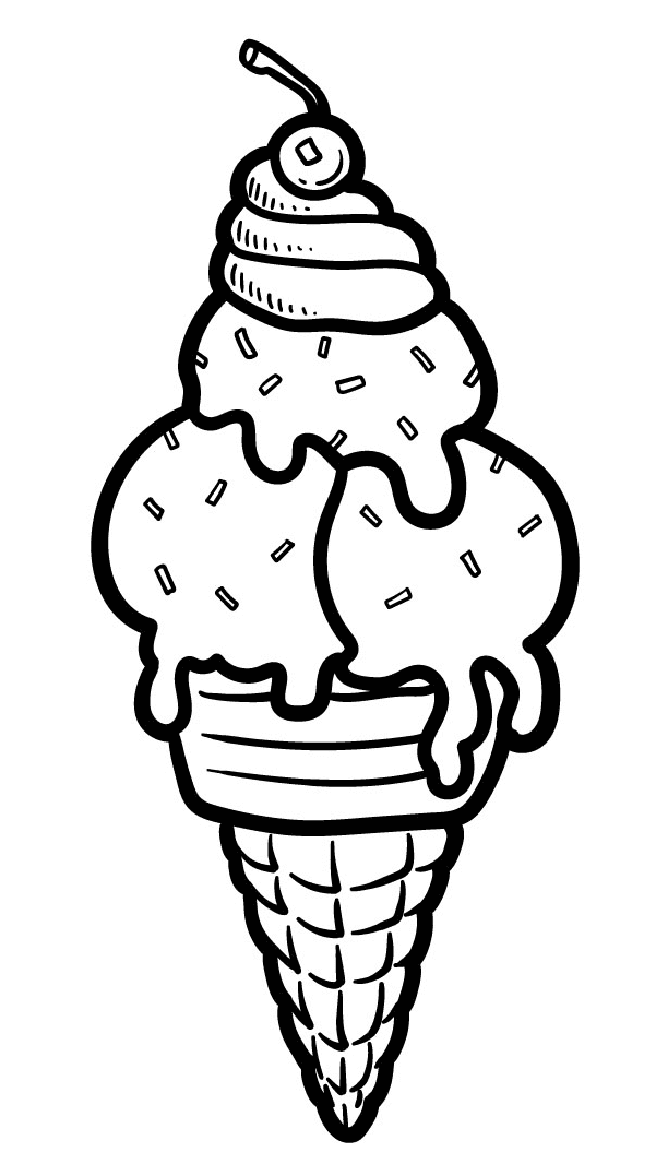 Pagina da colorare stampabile del cono gelato