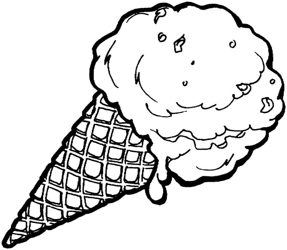Página para colorear de cono de helado para niños