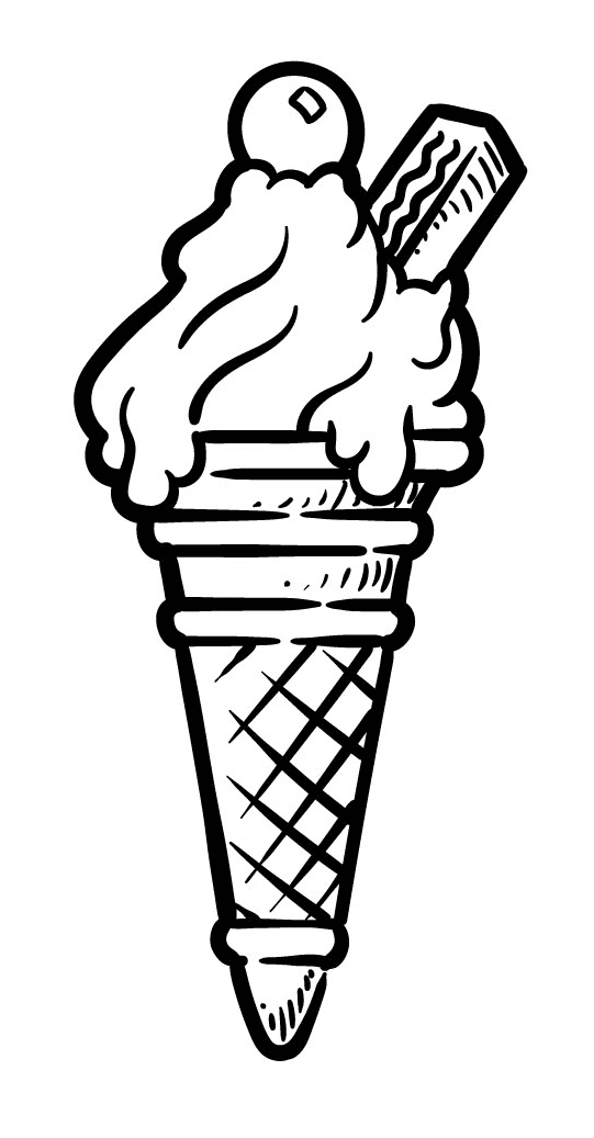 Cono de helado con barra de chocolate y cereza de helado