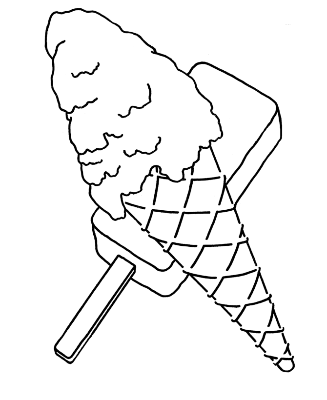 Pagina da colorare di coni gelato e ghiaccioli