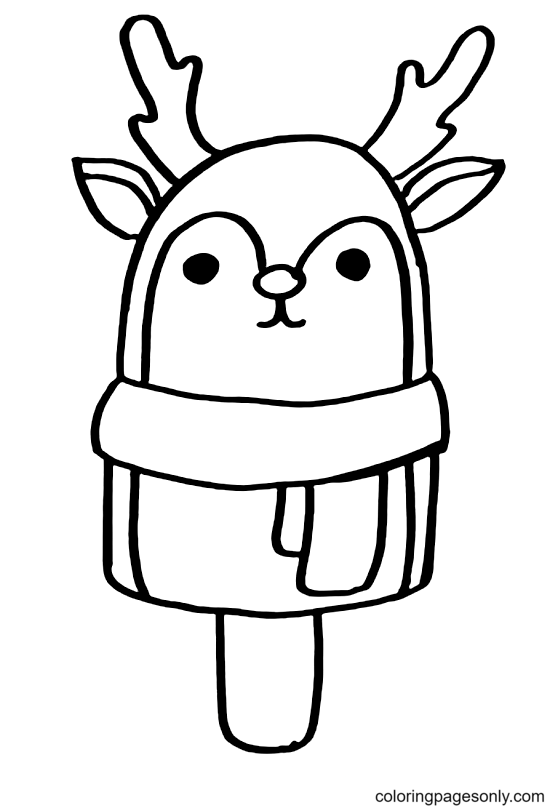 Ice Cream Deer for Christmas 2022 Coloring Page