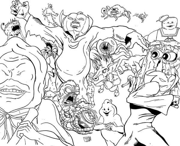Invasion Of Various Mythical Creatures Coloring Page