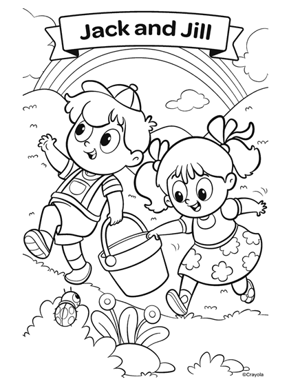 Jack y Jill – Página para colorear de rimas infantiles