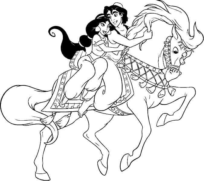 Jasmine et Aladdin à cheval de Jasmine