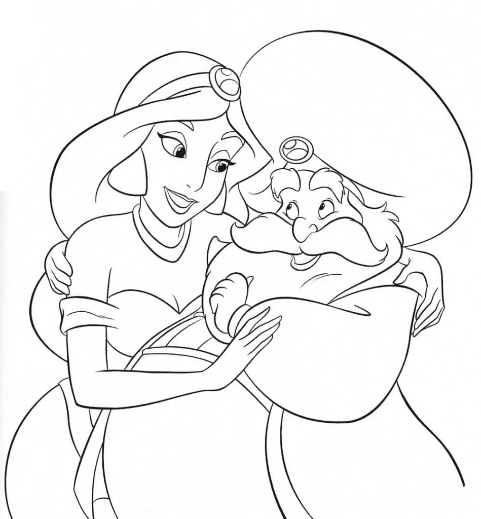 Jasmine and Grandfather Coloring Page