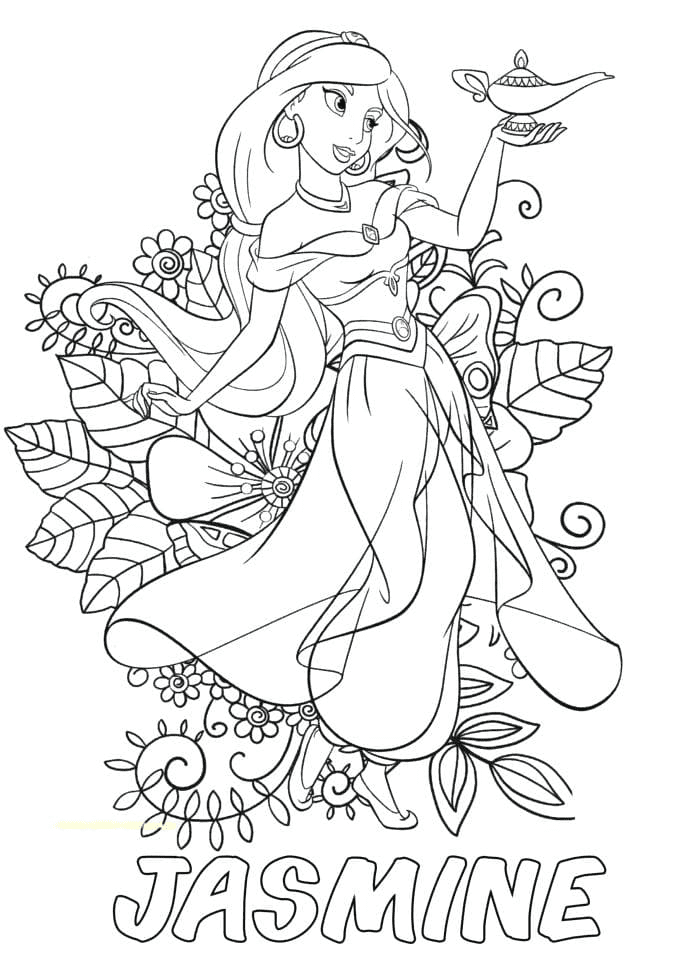 Jasmine and the Magic Lamp Coloring Page