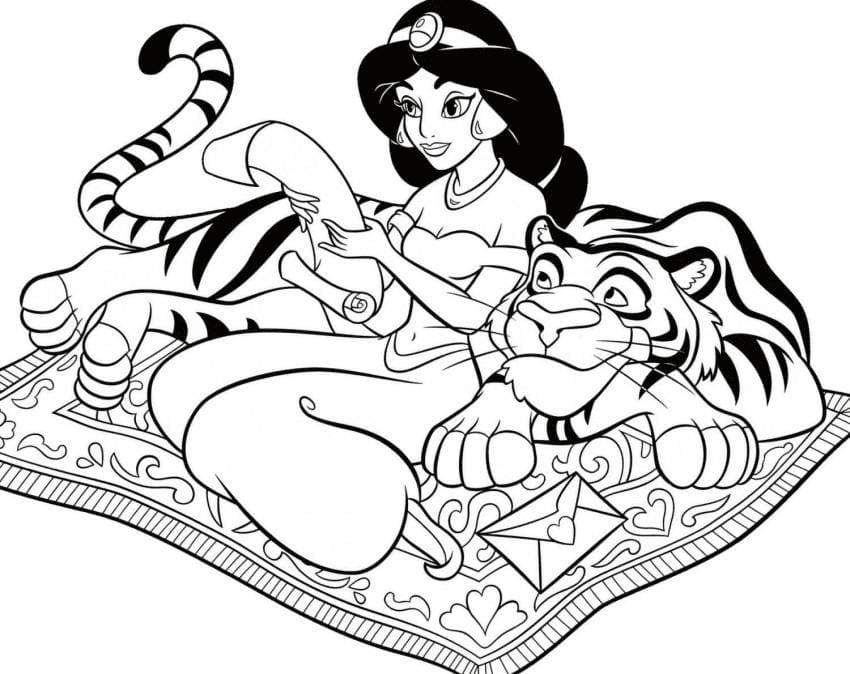 Jasmine reads a letter Coloring Page