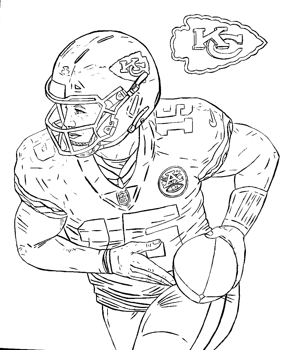 Kansas City Chiefs Football Player Coloring Page