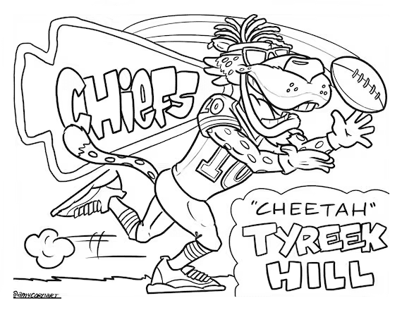 Kansas City Chiefs Tyreek Hill Cheetah Coloring Pages