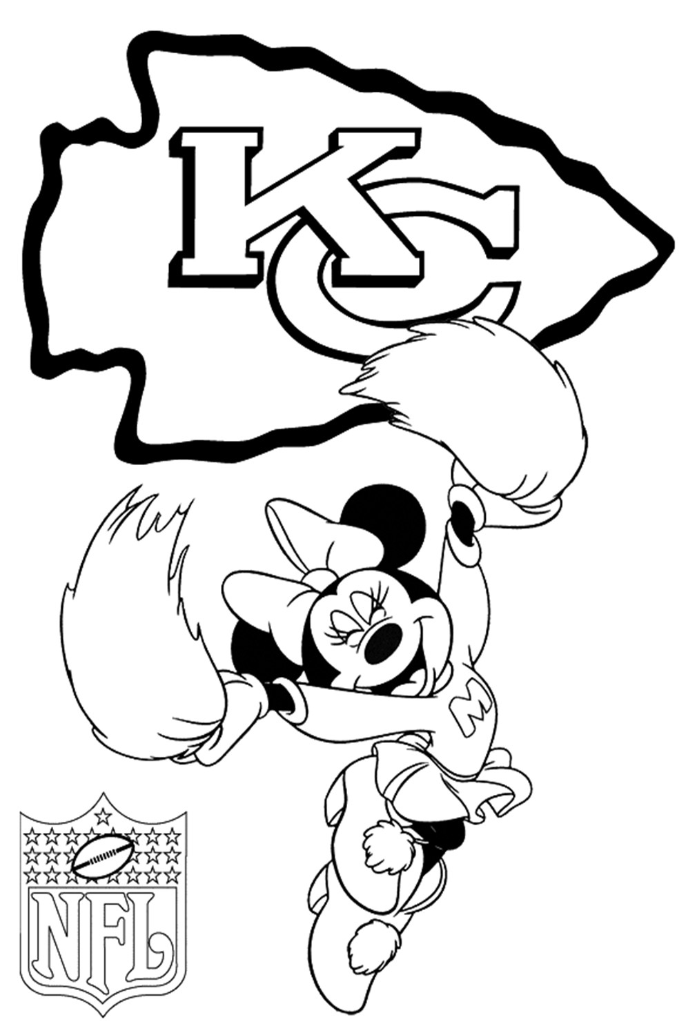 Kansas City Chiefs With Minnie Mouse Coloring Page