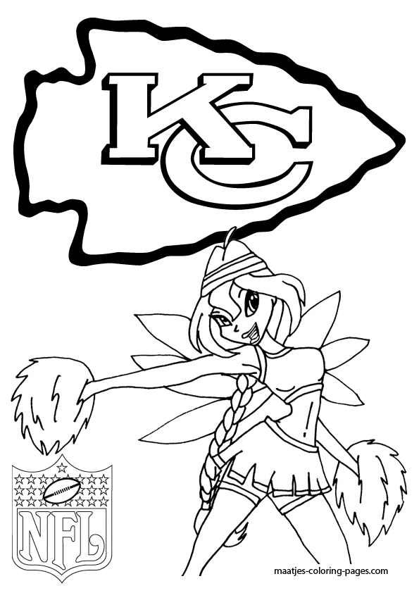 Kansas City Chiefs with Winx Coloring Page