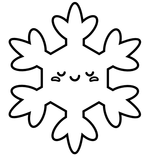 Página para colorir de floco de neve Kawaii