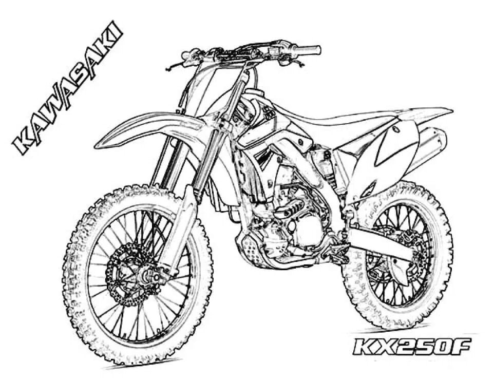 Kawasaki KX250F Dirt Bike Coloring Page