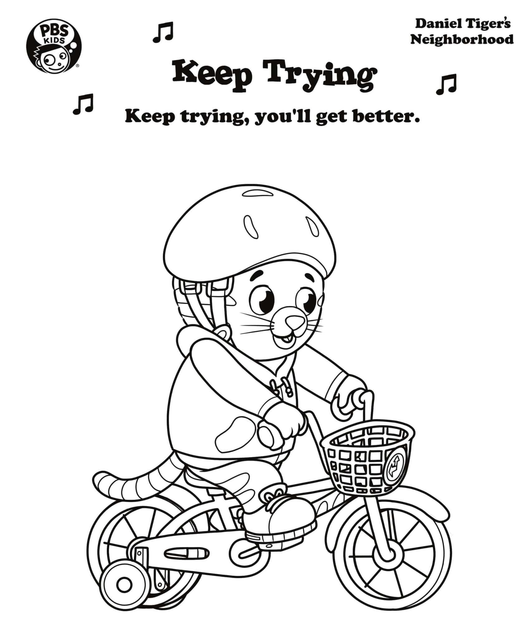 Keep Trying Daniel Tiger Coloring Page