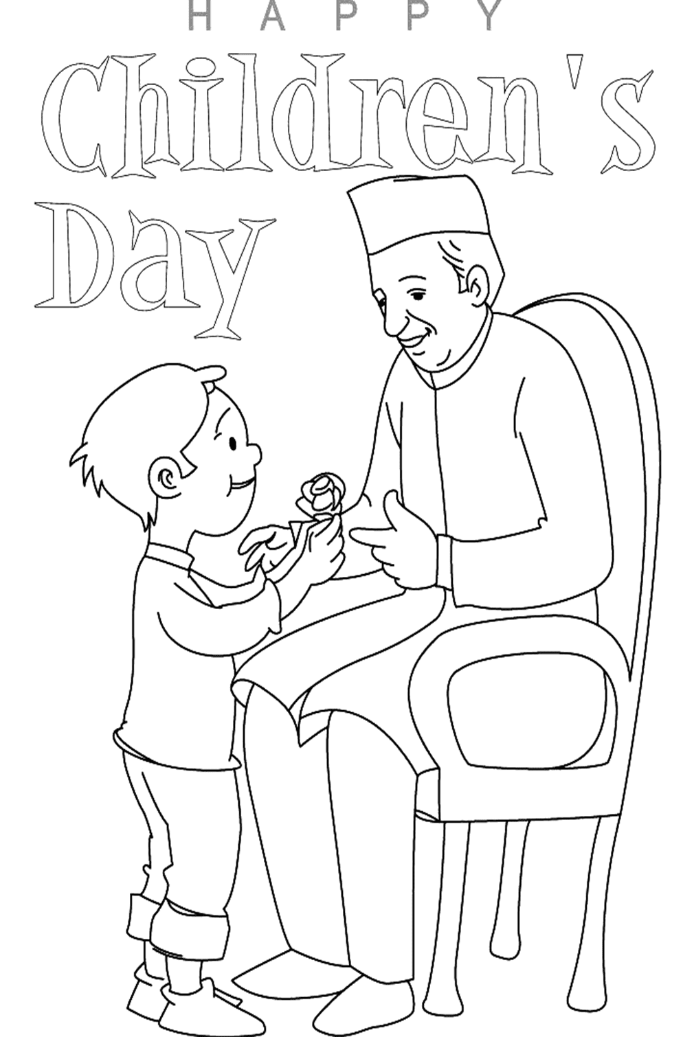 Kid’s Paying Homage To Nehru Coloring Page