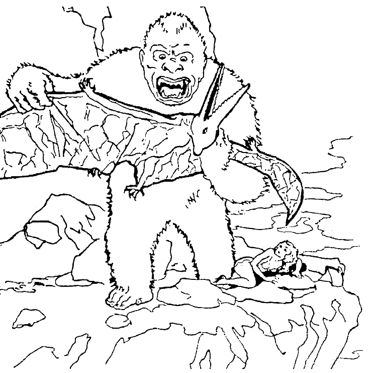 King Kong And Pterradctyl Coloring Page