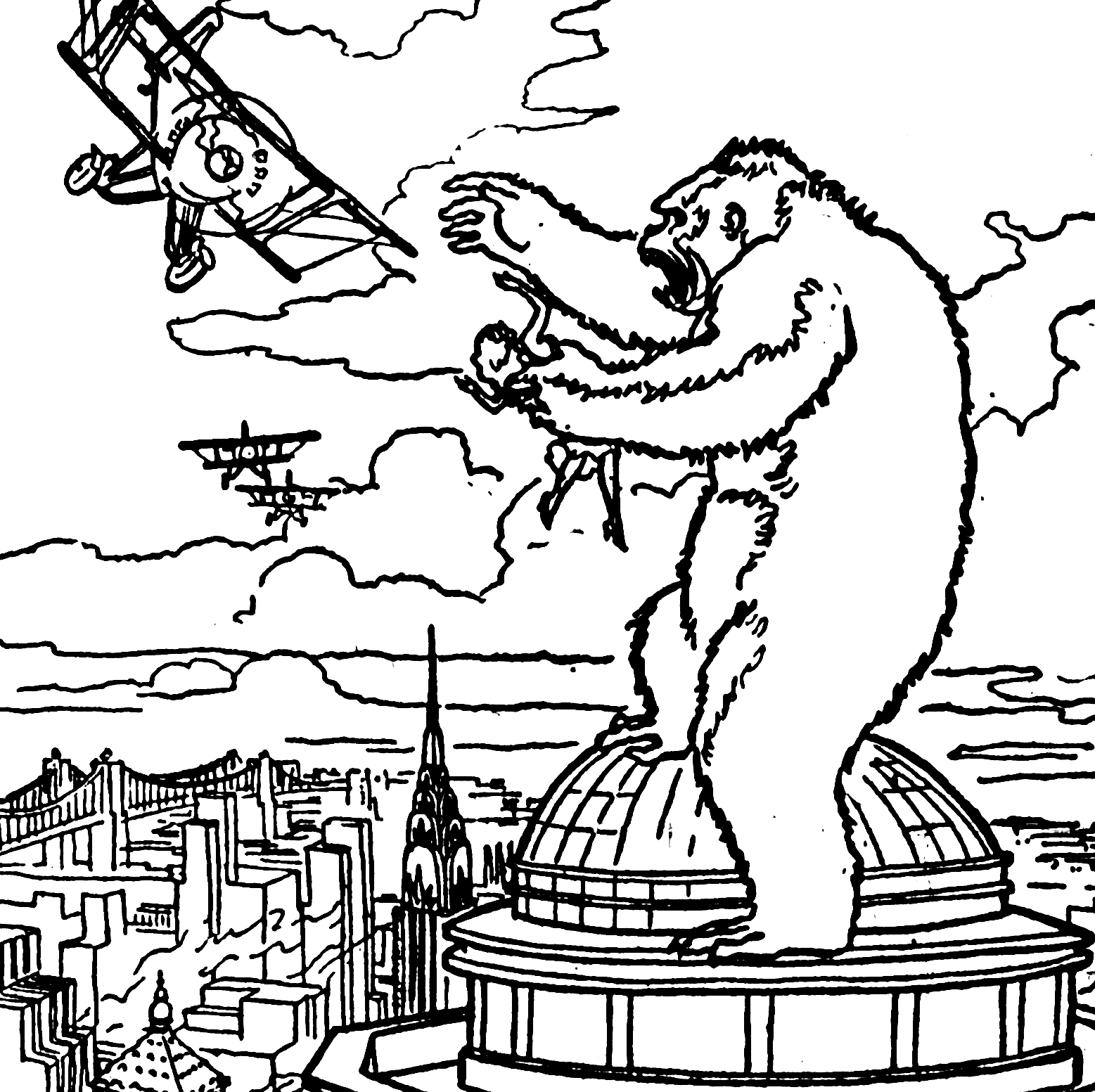 King Kong Empire State Building Scene Coloring Page