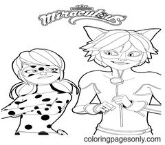 Dibujos de Ladybug y Cat Noir para colorear