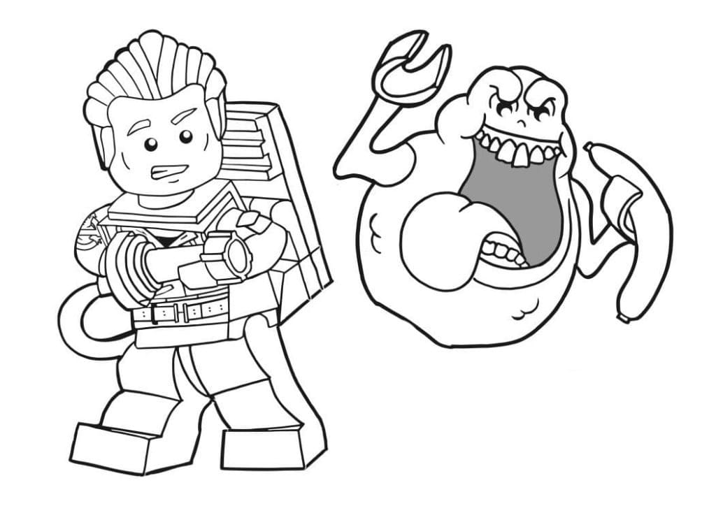 Lego Hunter Aims At Ghostbusters Coloring Page