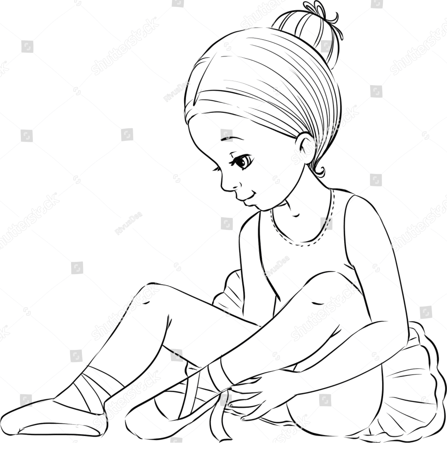Little Ballerina Girl Coloring Page