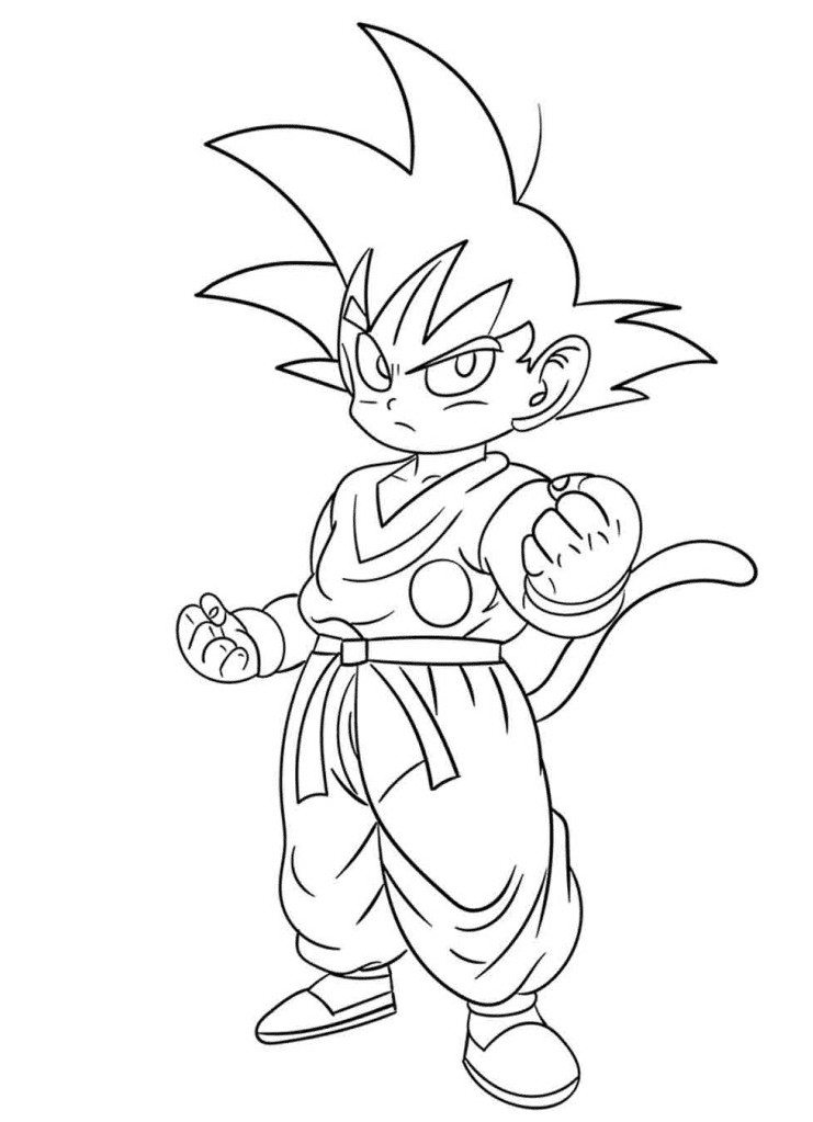 Little Goku In Dragon Ball Z Coloring Page