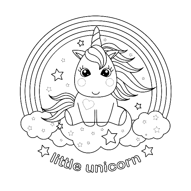 Little Unicorn Free Coloring Page