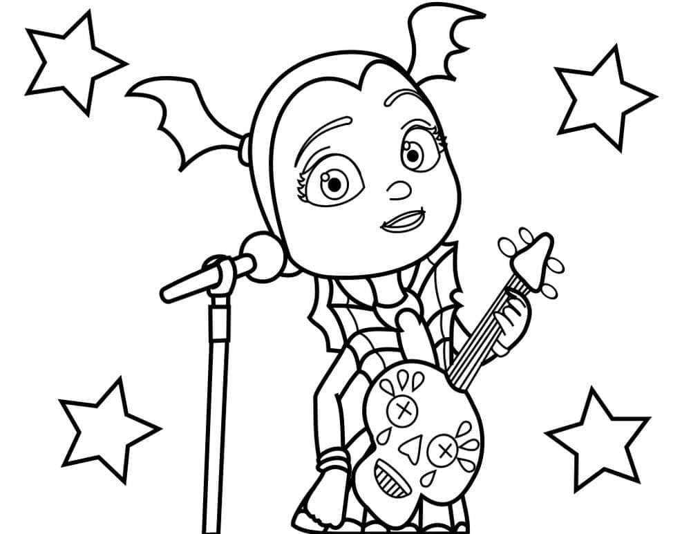 Little Star With A Guitar Coloring Page