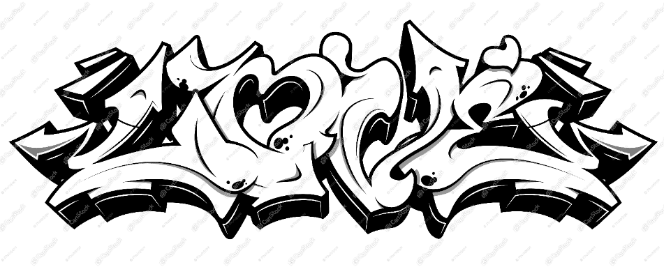 Love In Graffiti Style Coloring Page