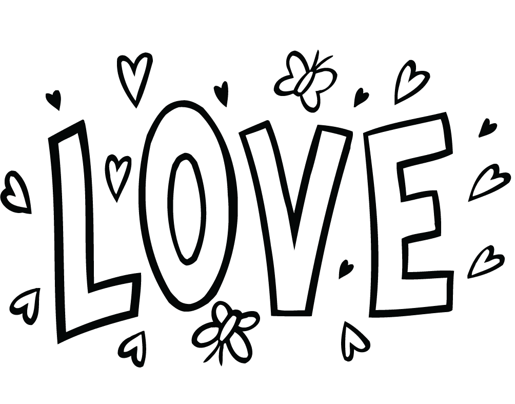 Love Word Art Coloring Page
