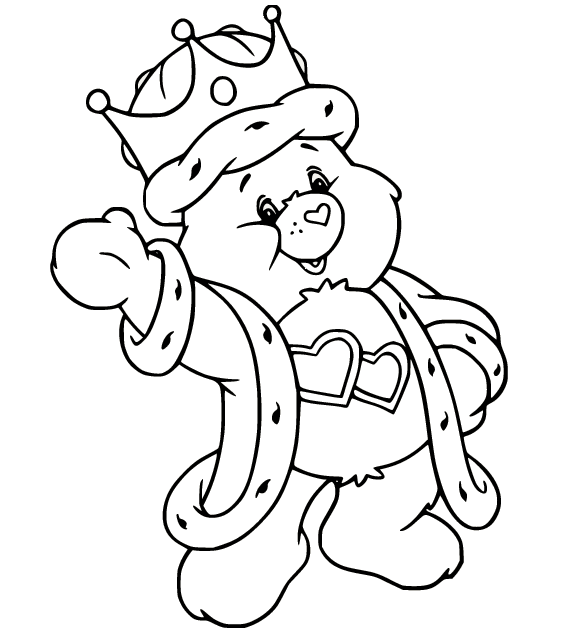 Love a Lot Bear in the Crown Coloring Page