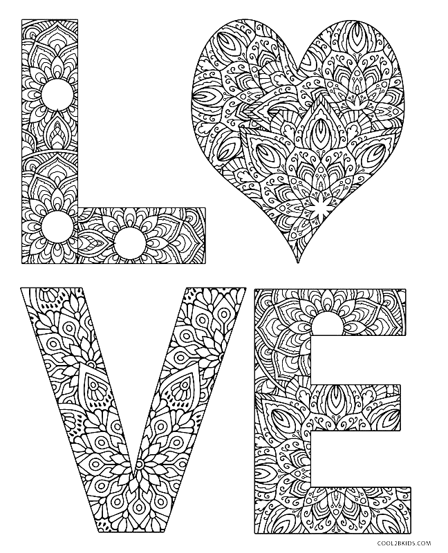 Desenho para colorir de amor por adultos