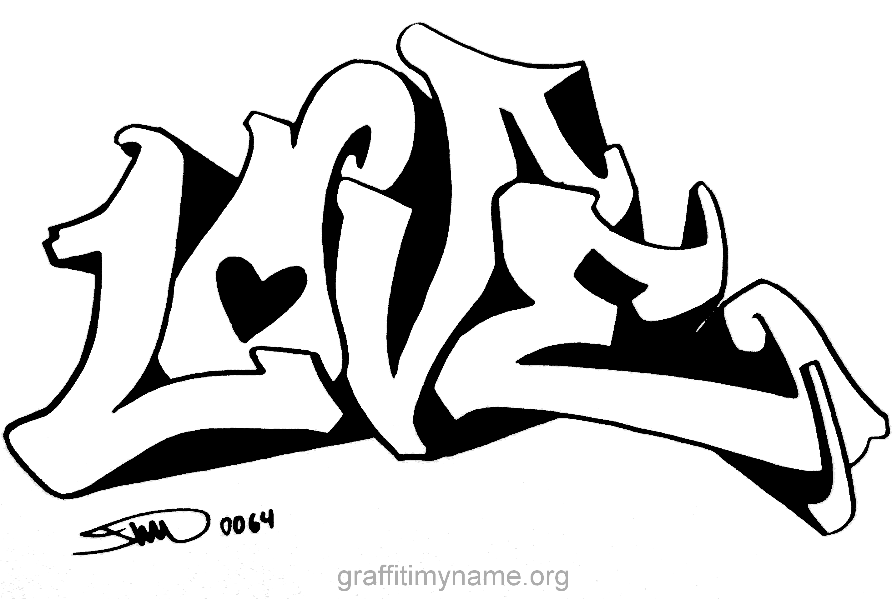 Liefde in Graffiti Kleurplaat