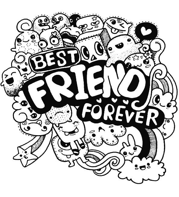 Lovely Best Friends Forever Coloring Page