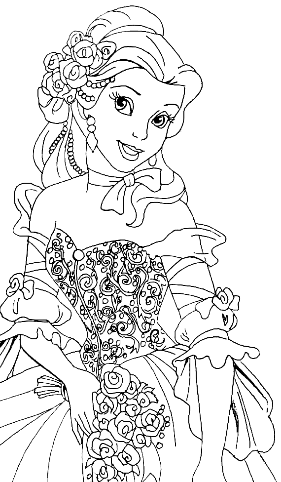 Lovely Princess Belle Coloring Page