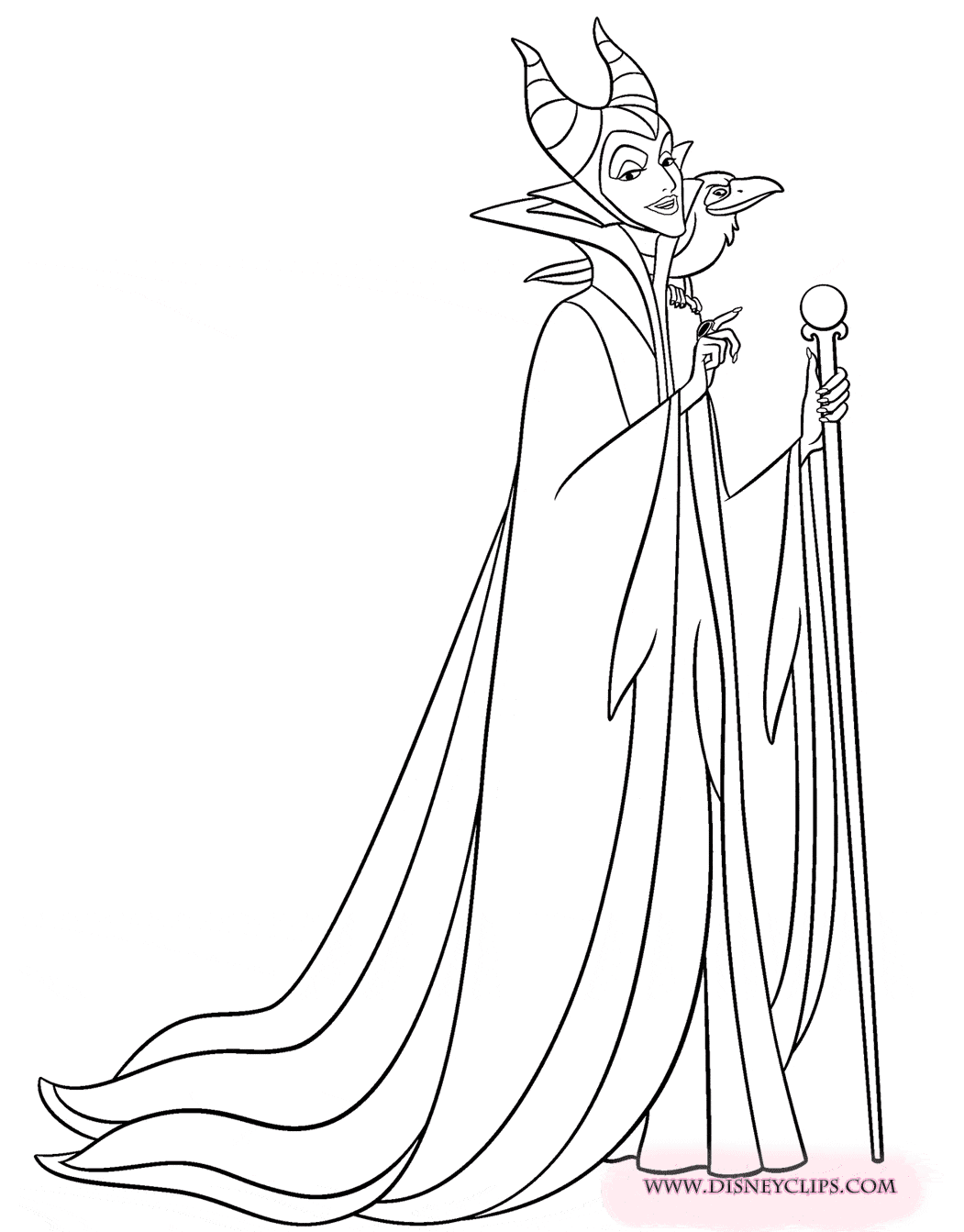 Maleficent and Diablo Coloring Page