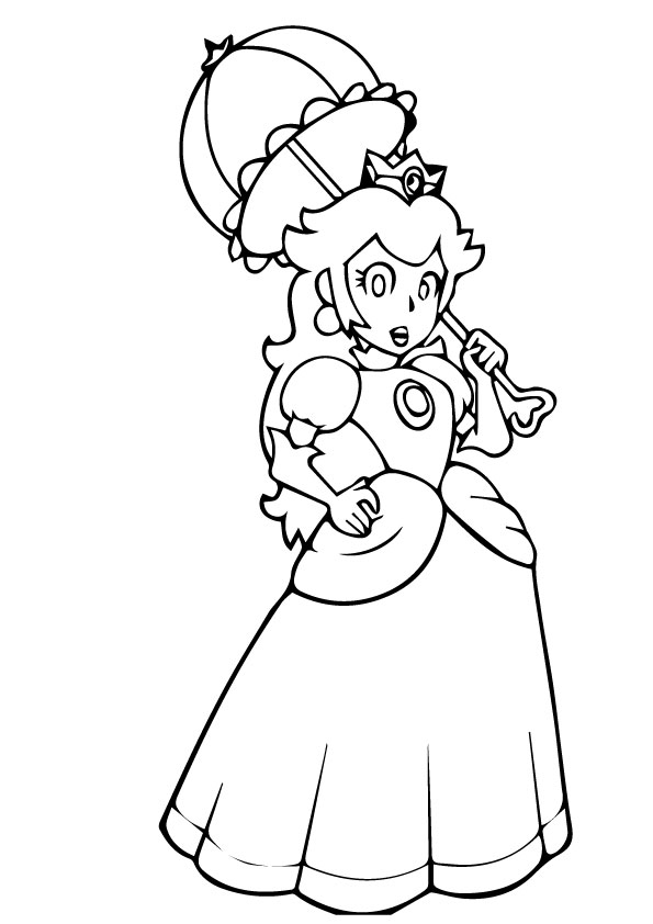 Pagina da colorare di Mario Bros. Principessa Peach