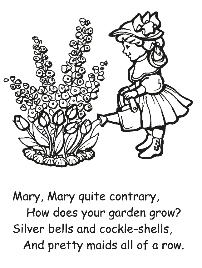 Mary, Mary, Quite Contrary Coloring Page