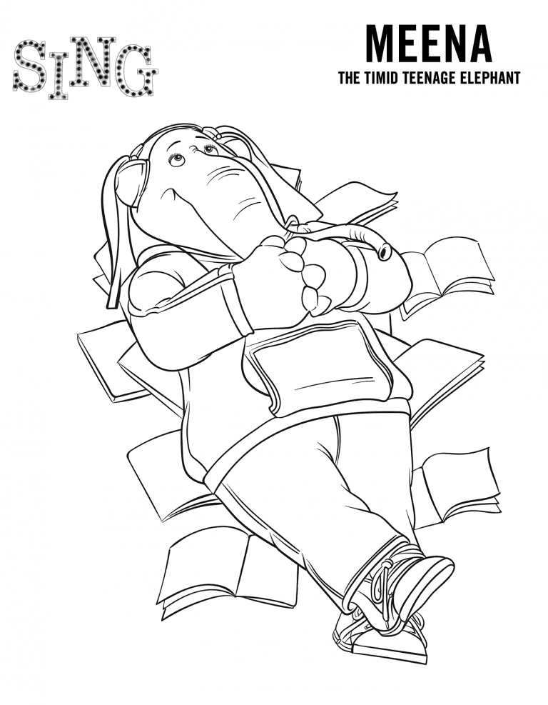 Meena from Sing Coloring Page