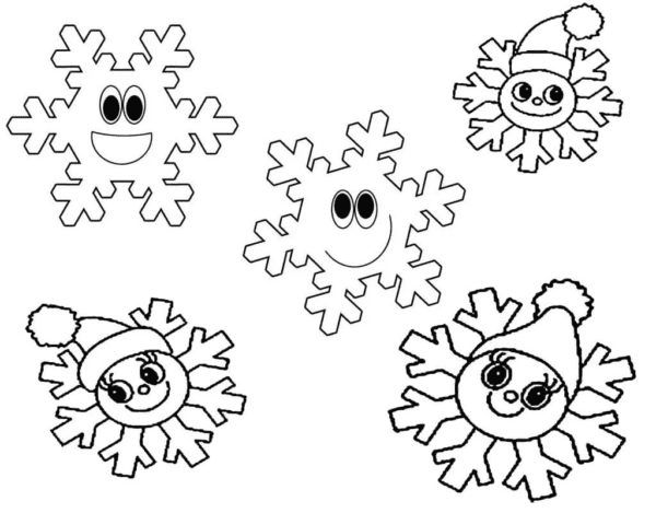 Merry Christmas Snowflakes Coloring Page