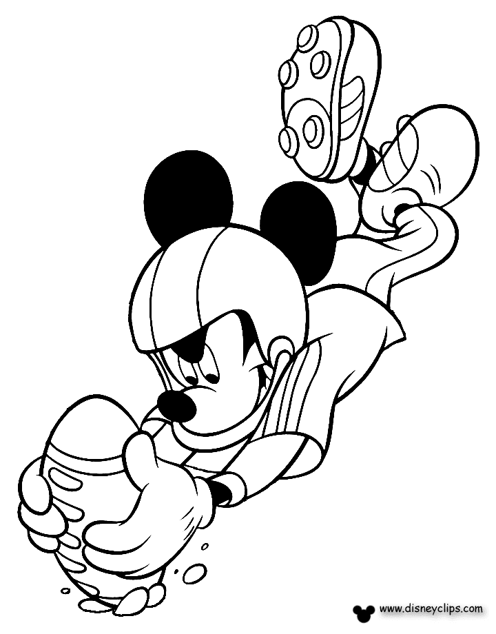 Mickey Diving for Football Coloring Page