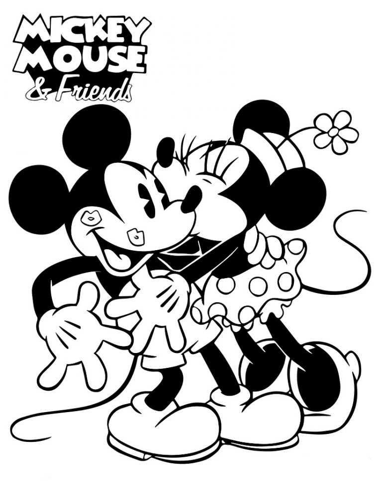 Mickey en Minnie houden van kleurplaat