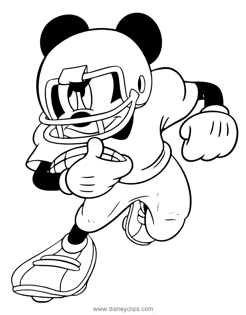 Mickey aan het voetballen Kleurplaat