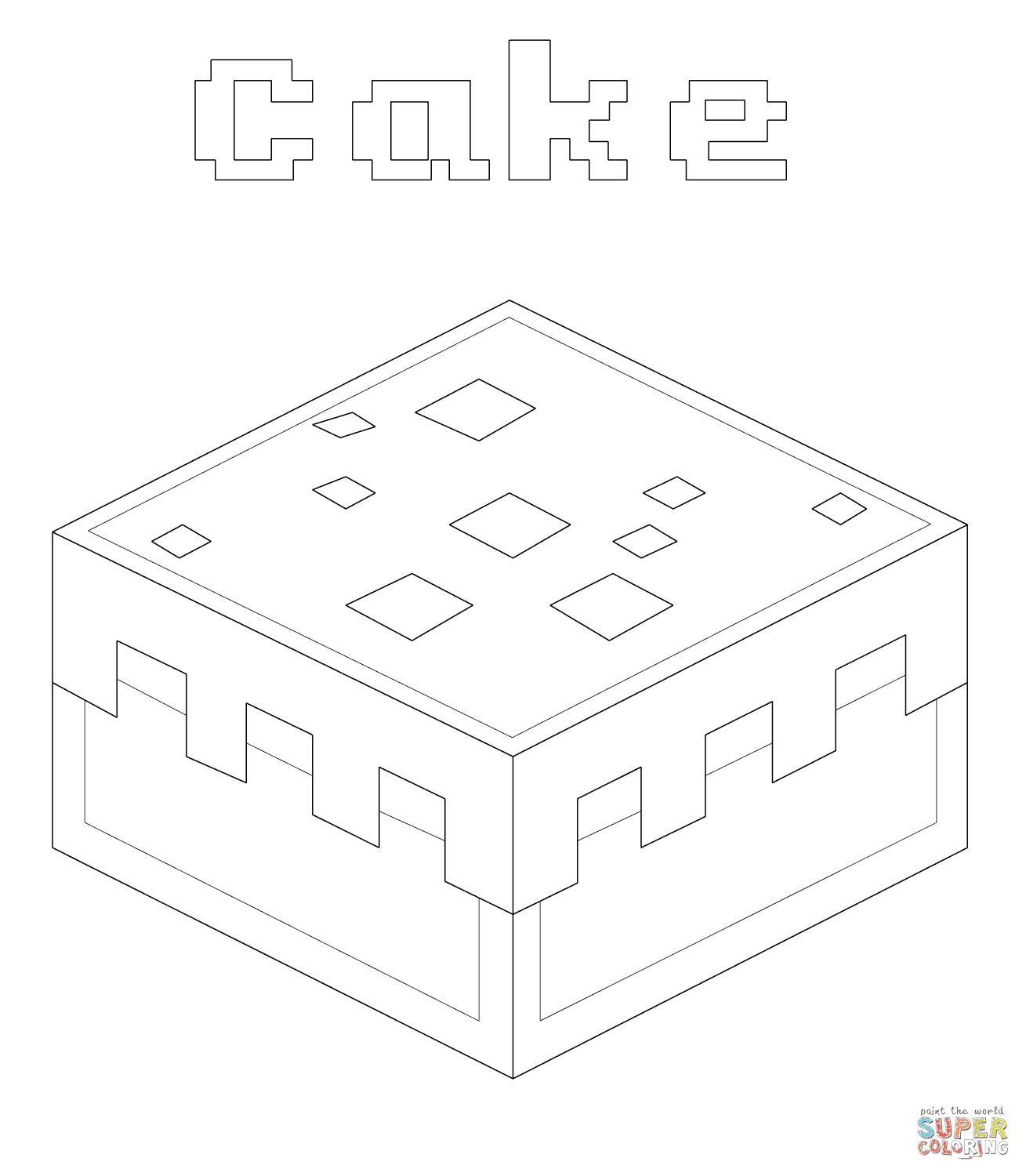 Minecraft Cake Coloring Page