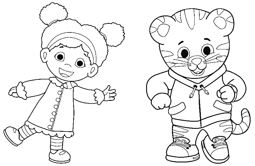Miss Elaina and Daniel Tiger Coloring Pages